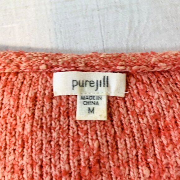 J Jill | Pure Jill Womens Marled Knit Sweater Pink V Neck Oversized Size M - Picture 9 of 12